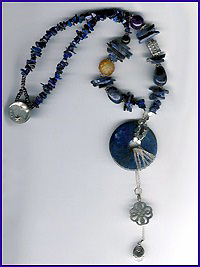 Talisman Blessings/Creativity is Lapis Lazuli, Carnelian, Sterling Silver - Email Elaine to purchase.
